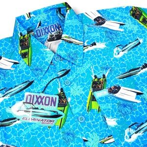 DIXXON Flannel Co Eliminator Boats‎ Party Shirt Mens Small Blue Button Up Cruise